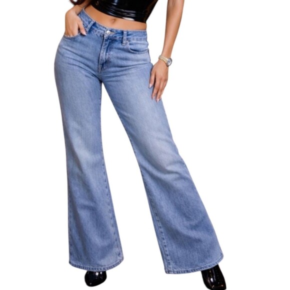 7 For All Mankind Denim - 7 For All Mankind 29x28 Ultra HR Jo Wide Leg Stretch Denim Jeans EUC